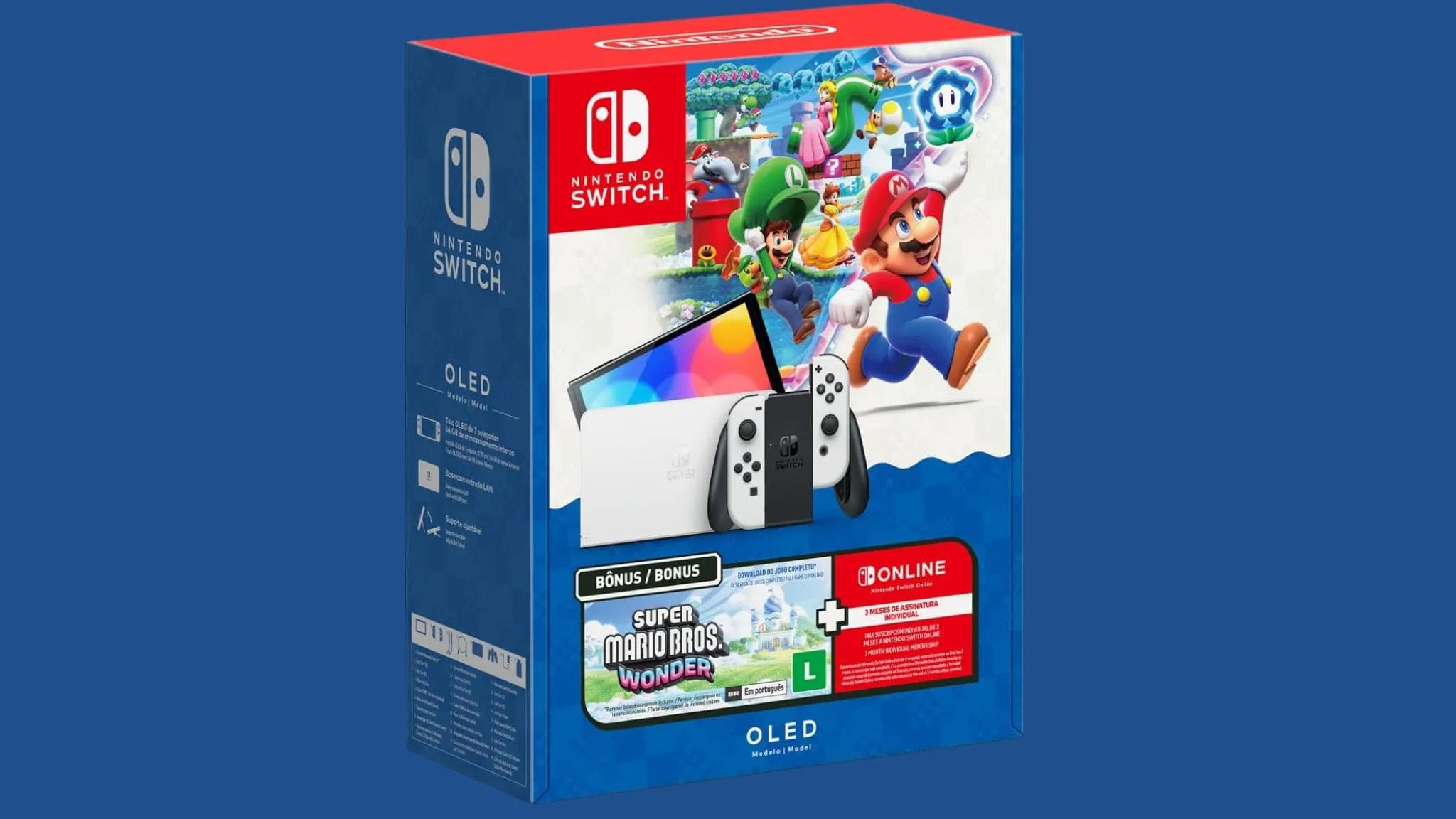Nintendo Switch Oled com um jogo em promoção